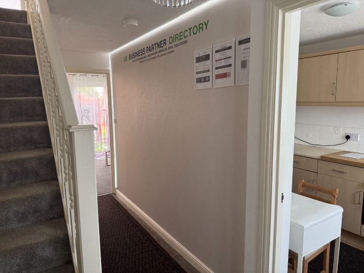 Elegant Business Partner Directory wall with framed A4 displays